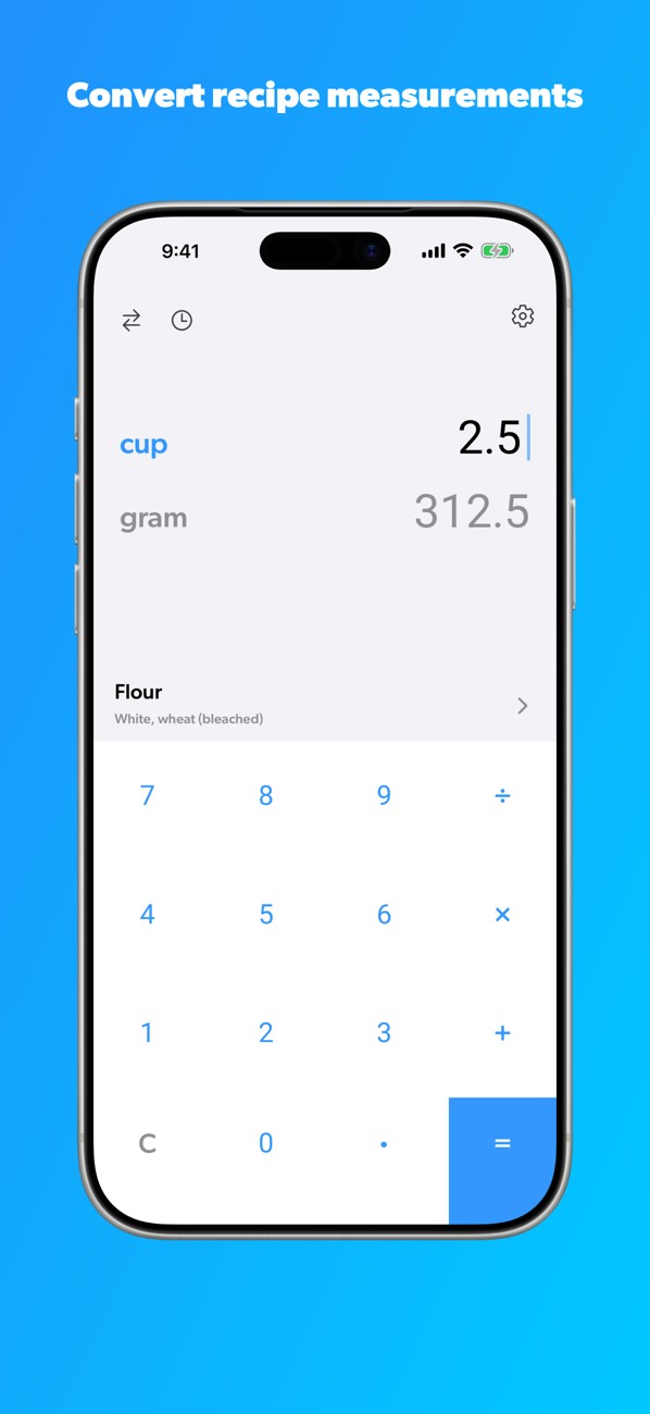 Cooking Conversions calculator converting cups of flour to grams